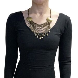 Chico’s Burnished Gold-Tone Multi-Strand Statement‎ Bib Necklace